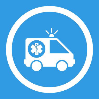 Ambulans araba yuvarlak vektör simgesi