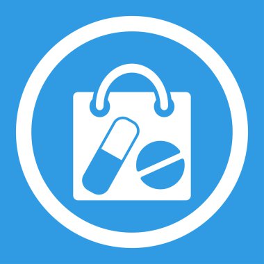 Uyuşturucu alışveriş çantası yuvarlak vektör simgesi