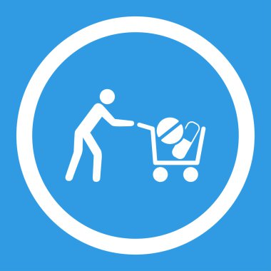 Alışveriş uyuşturucu vektör simge yuvarlak