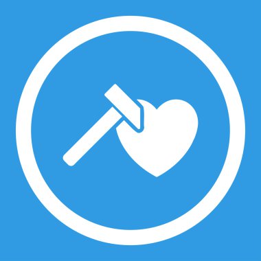 Kalp Hammer yuvarlak vektör simgesi