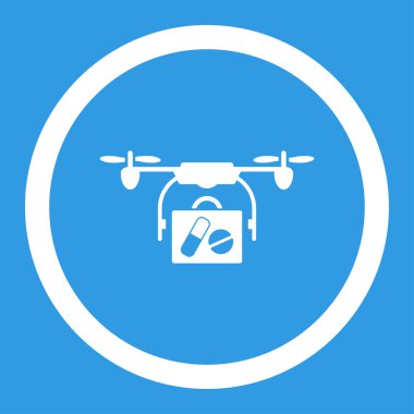 Tıbbi dron sevk irsaliyesi yuvarlak vektör simgesi