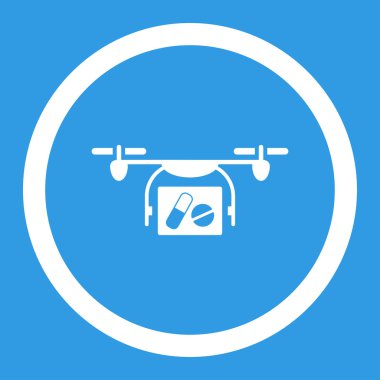 Tıbbi Quadcopter yuvarlak vektör simgesi