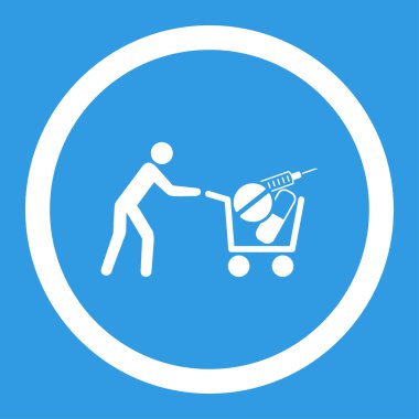 Tıbbi alışveriş yuvarlak vektör simgesi