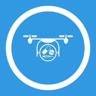 İlaç Quadcopter yuvarlak vektör simgesi