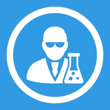 Flask yuvarlak vektör simgesi olan bilim adamı