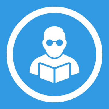 Öğrenci kitap yuvarlak vektör simgesi okuma