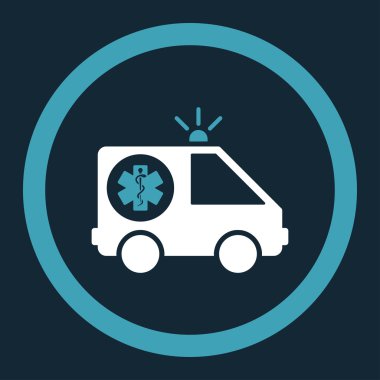 Ambulans araba yuvarlak vektör simgesi