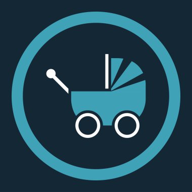 Bebek arabası yuvarlak vektör simgesi