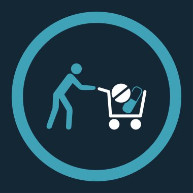 Alışveriş uyuşturucu vektör simge yuvarlak