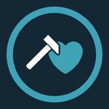 Kalp Hammer yuvarlak vektör simgesi