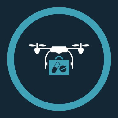 Tıbbi dron sevk irsaliyesi yuvarlak vektör simgesi
