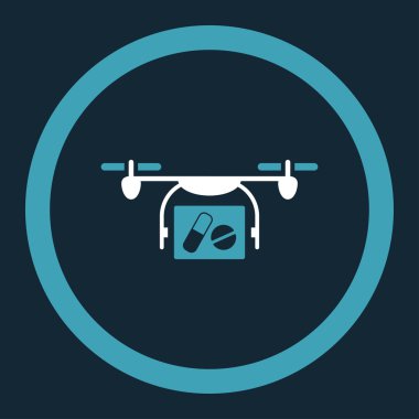 Tıbbi Quadcopter yuvarlak vektör simgesi