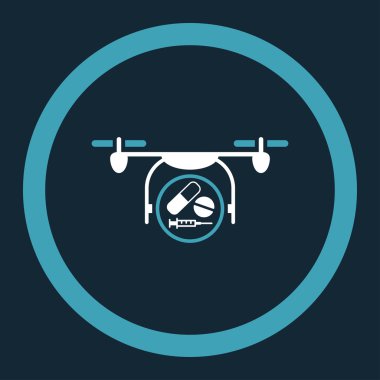 İlaç Quadcopter yuvarlak vektör simgesi