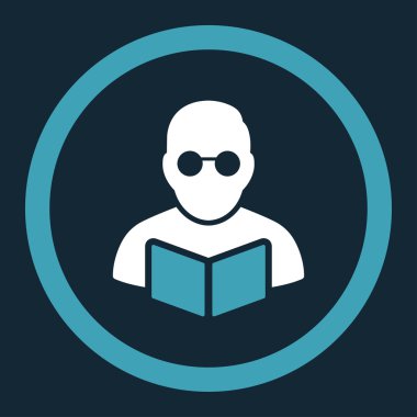 Öğrenci kitap yuvarlak vektör simgesi okuma