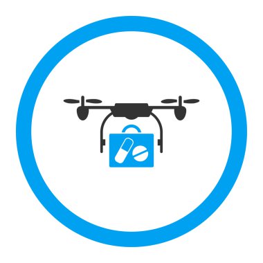 Tıbbi dron sevk irsaliyesi yuvarlak vektör simgesi