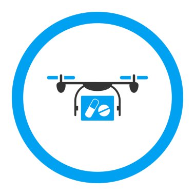 Tıbbi Quadcopter yuvarlak vektör simgesi