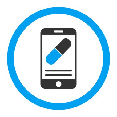 İlaç Online bilgi yuvarlak vektör simgesi