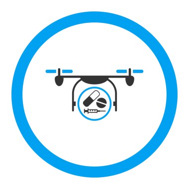 İlaç Quadcopter yuvarlak vektör simgesi