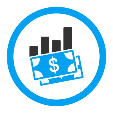 Satış çubuk grafiği yuvarlak vektör simgesi