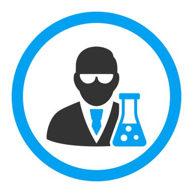 Flask yuvarlak vektör simgesi olan bilim adamı