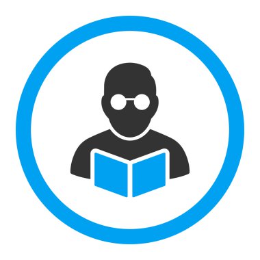 Öğrenci kitap yuvarlak vektör simgesi okuma