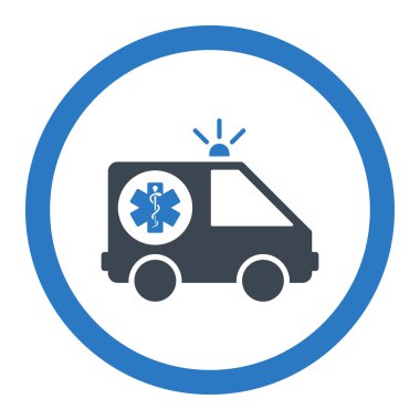 Ambulans araba yuvarlak vektör simgesi
