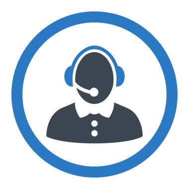 Çağrı Merkezi kadın yuvarlak vektör simgesi