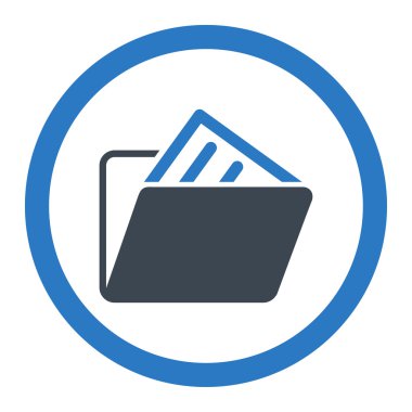 Belge klasörü yuvarlak vektör simgesi