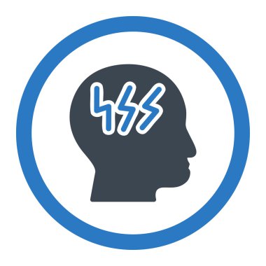 Baş ağrısı yuvarlak vektör simgesi