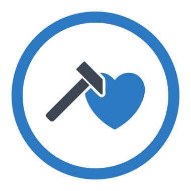 Kalp Hammer yuvarlak vektör simgesi