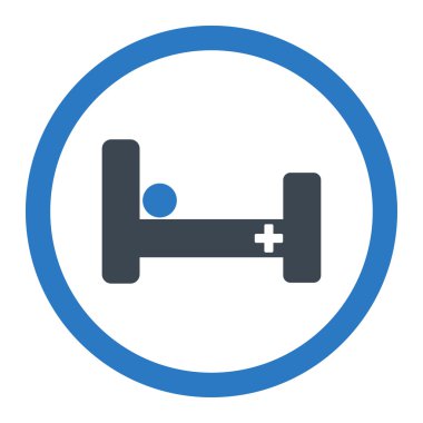 Hastane yatak yuvarlak vektör simgesi