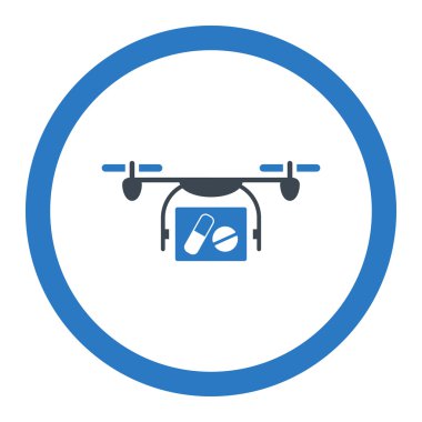 Tıbbi Quadcopter yuvarlak vektör simgesi