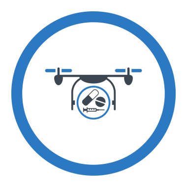 İlaç Quadcopter yuvarlak vektör simgesi