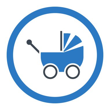 Çocuk arabası yuvarlak vektör simgesi
