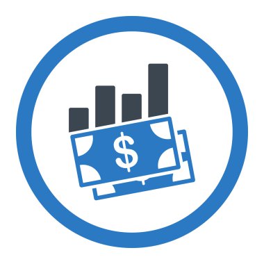 Satış çubuk grafiği yuvarlak vektör simgesi