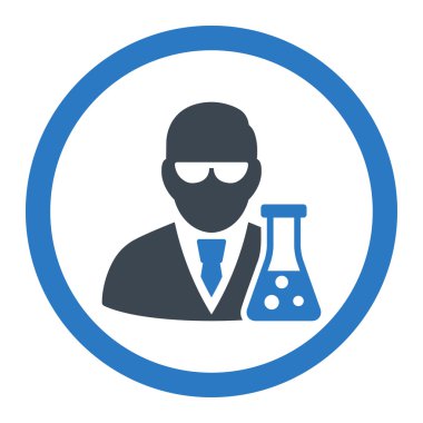 Flask yuvarlak vektör simgesi olan bilim adamı