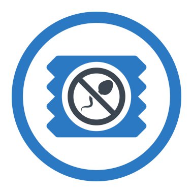 Sperm öldürücü prezervatif yuvarlak vektör simgesi