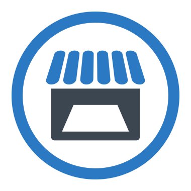 Mağaza yuvarlak vektör simgesi