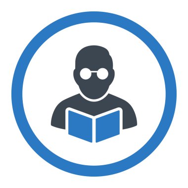 Öğrenci kitap yuvarlak vektör simgesi okuma