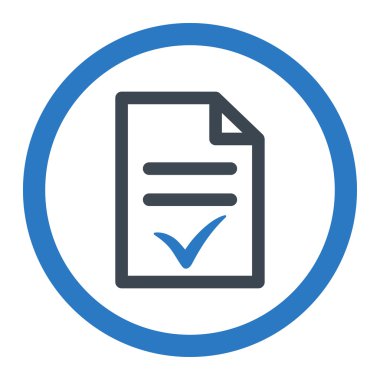 Geçerli belge yuvarlak vektör simgesi