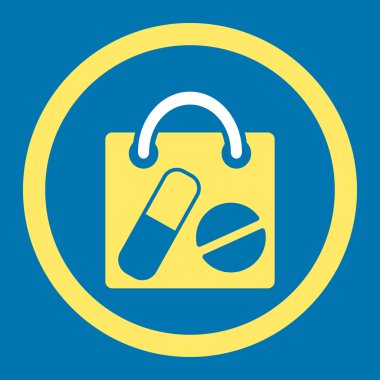 Uyuşturucu alışveriş çantası yuvarlak vektör simgesi