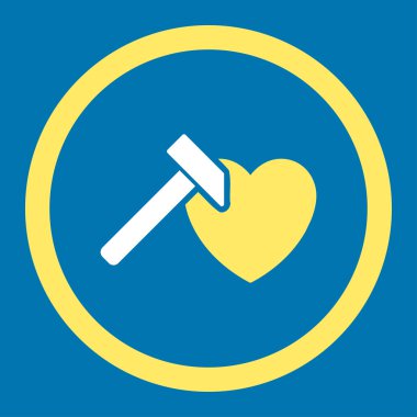 Kalp Hammer yuvarlak vektör simgesi