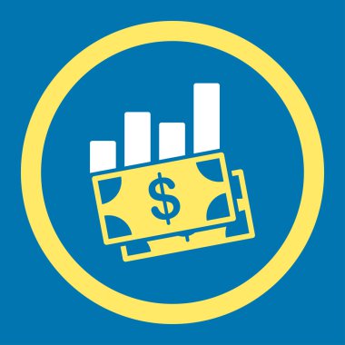 Satış çubuk grafiği yuvarlak vektör simgesi