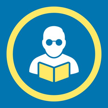 Öğrenci kitap yuvarlak vektör simgesi okuma