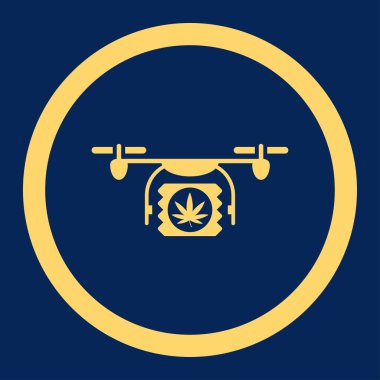 Uyuşturucu dron sevk irsaliyesi yuvarlak vektör simgesi