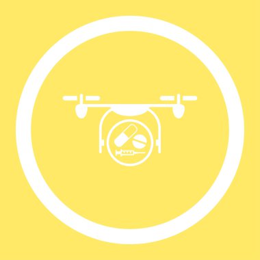 İlaç Quadcopter yuvarlak vektör simgesi