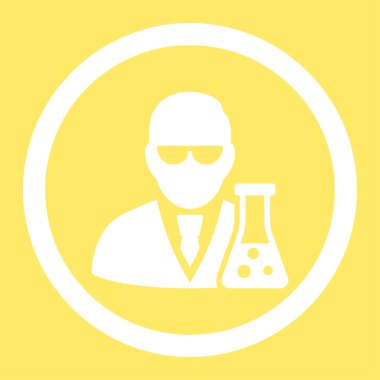 Flask yuvarlak vektör simgesi olan bilim adamı