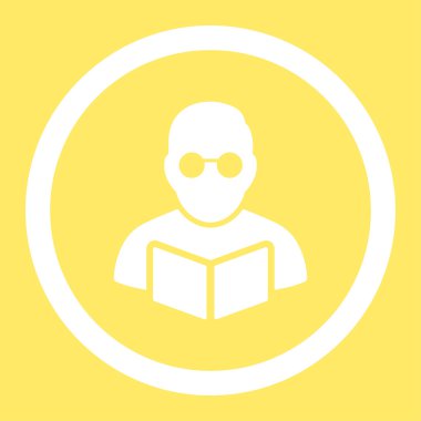 Öğrenci kitap yuvarlak vektör simgesi okuma