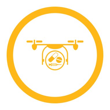 İlaç Quadcopter yuvarlak vektör simgesi