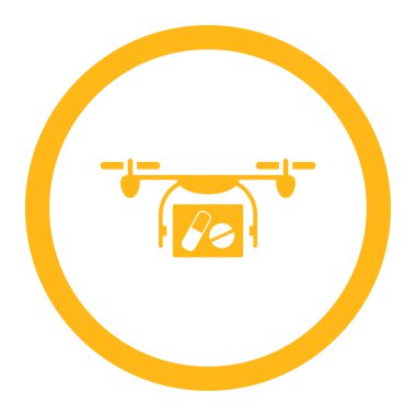Tıbbi Quadcopter yuvarlak vektör simgesi